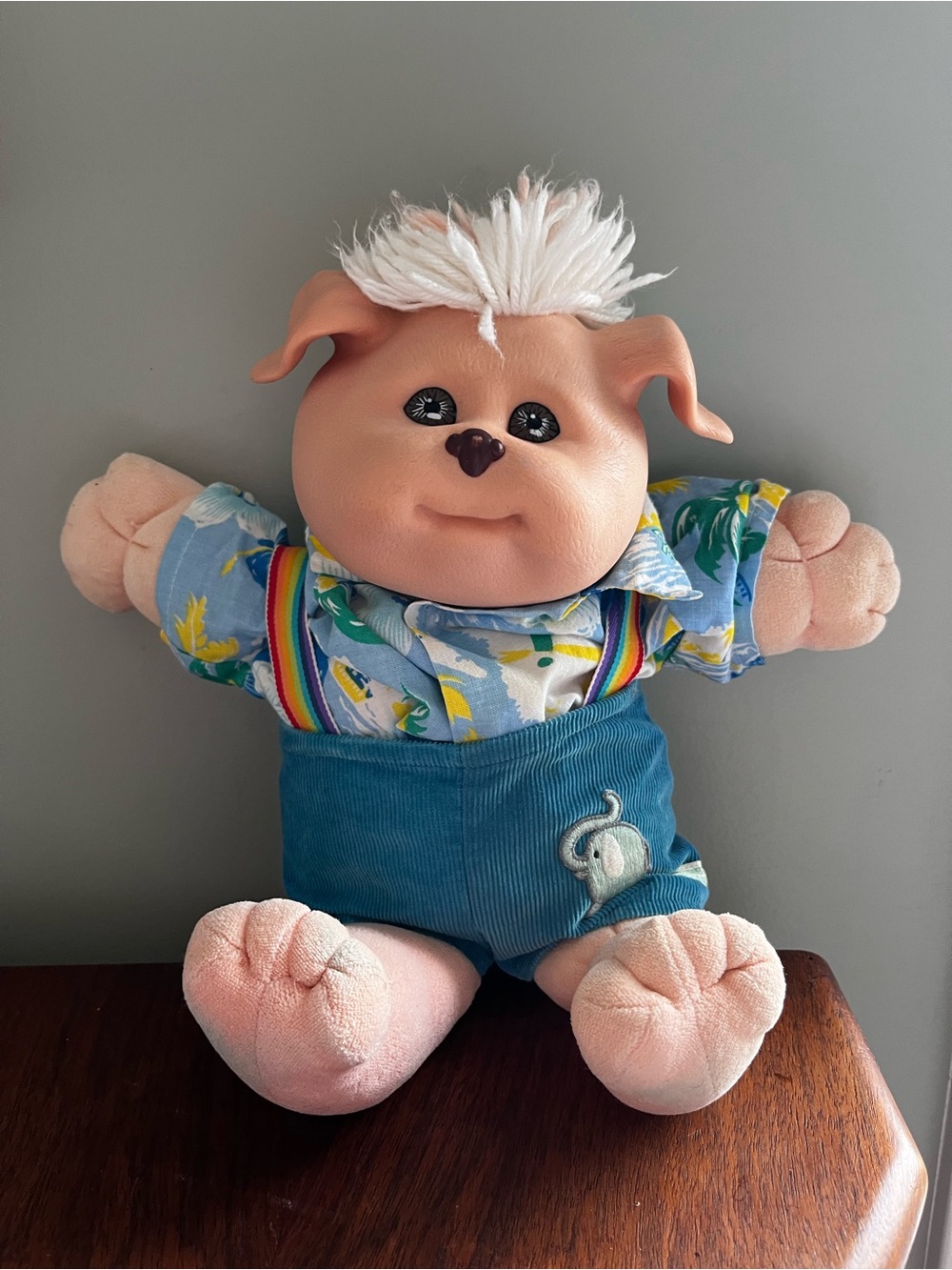 CABBAGE PATCH KIDS KOOSA DOG BLUE RAINBOW OVERALLS CPK OUTFIT CLOTHES